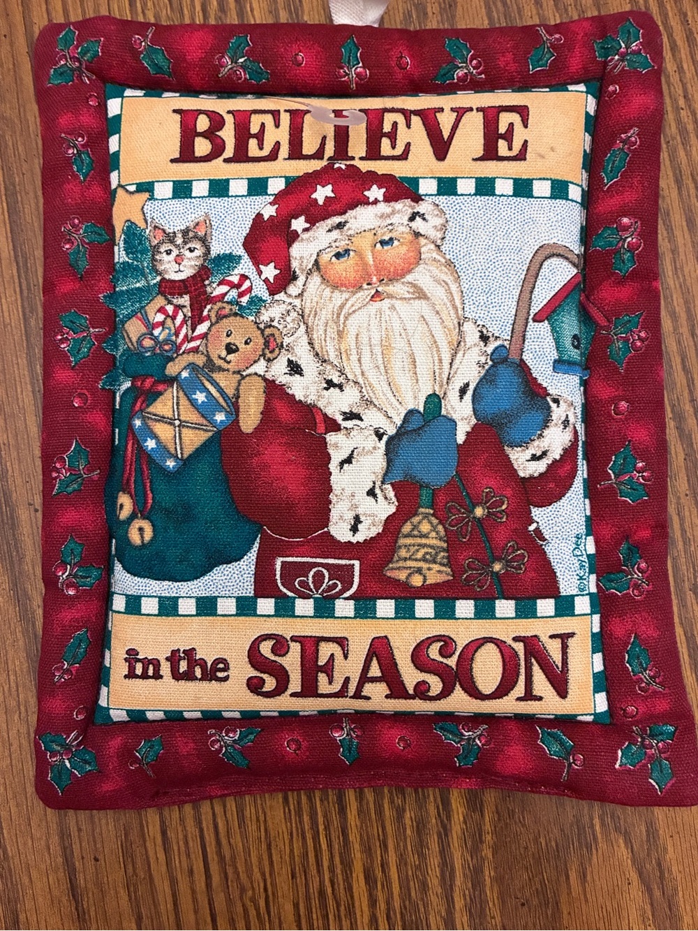 Believe in the Season Red Santa Fabric Holiday Decoration